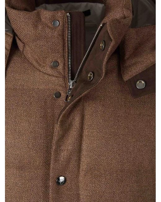 Montecore Brown Quilted Hooded Jacket for men