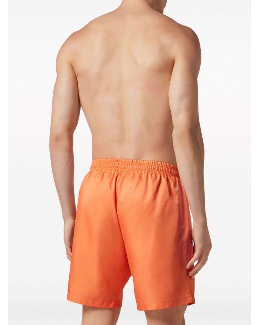 Philipp Plein Orange Logo-print Swim Shorts for men
