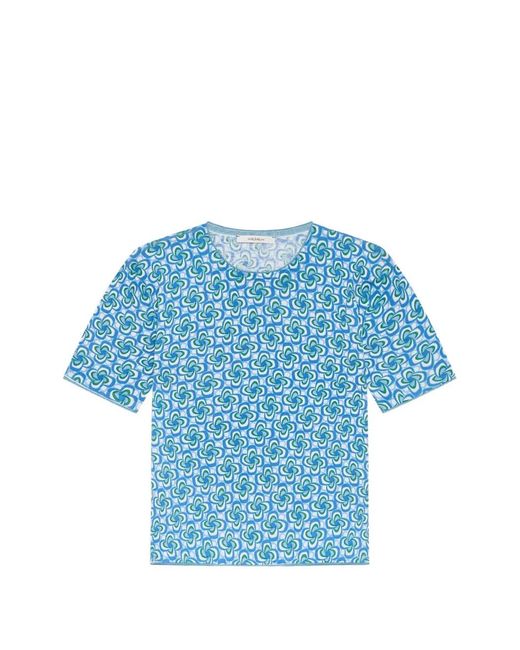 Maliparmi Blue Printed Round-Neck T-Shirt