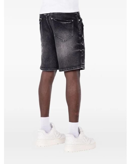 GUAPI Blue Rhinestone Gothic Denim Shorts for men
