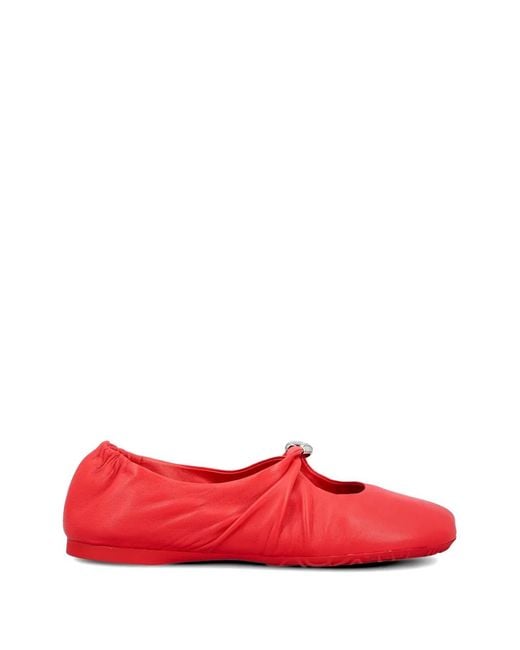 Loewe Red Geraffte Pebble Ballerinas