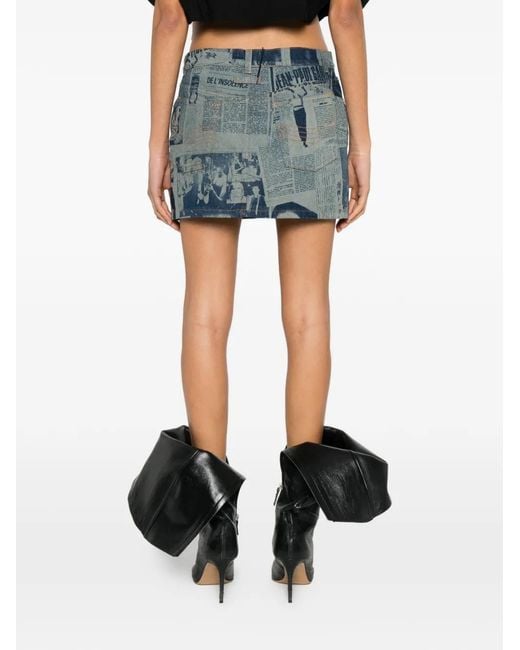 Jean Paul Gaultier Blue Belt-Loop Mini Skirt