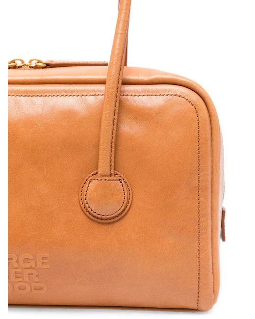MARGE SHERWOOD Orange Logo-Debossed Leather Tote Bag