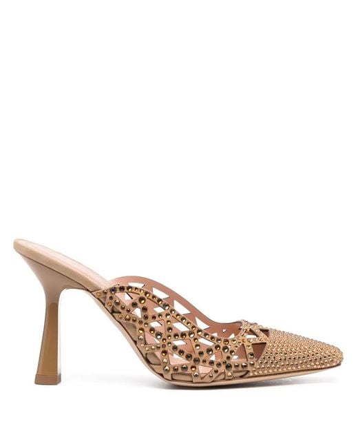 Alberta Ferretti Pink Crystal-Embellished Mules