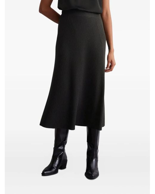Marc O' Polo Black Ribbed Midi Skirt