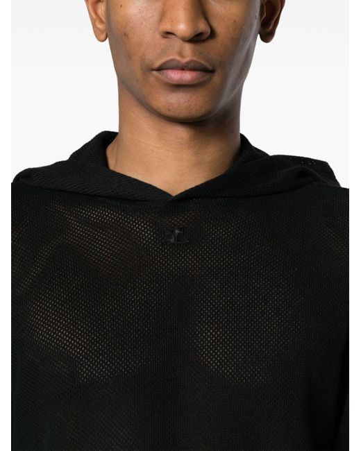 Courreges Black Mesh-Pullover mit Logo-Patch