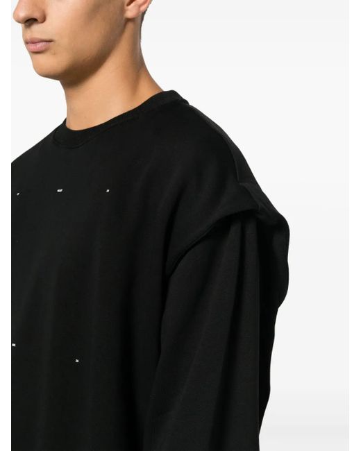 HELIOT EMIL Black Crew-Neck Cotton Sweatshirt for men