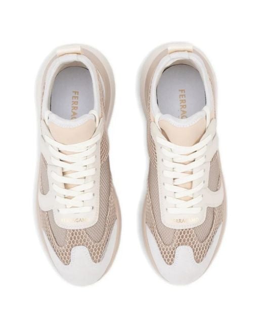 Ferragamo White Net Detail Sneakers