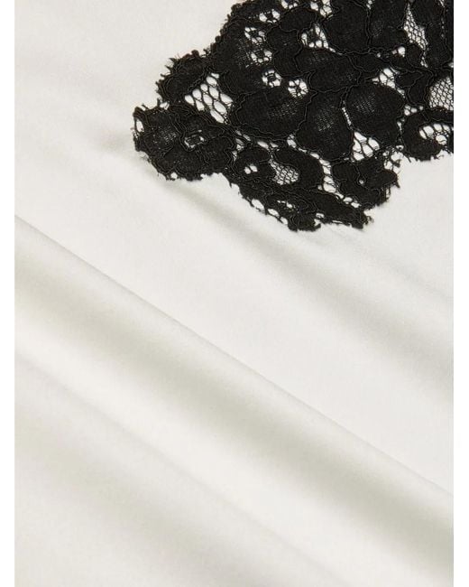 L'Agence White Robe Mi-Longue Fenna En Soie À Appliqués En Dentelle
