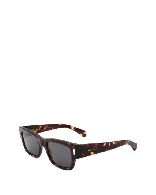 Ferragamo Black Tortoiseshell-Effect Rectangle-Frame Sunglasses for men