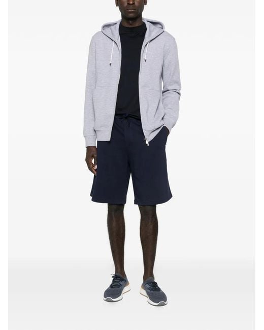Brunello Cucinelli Blue Zip Drawstring Trousers for men