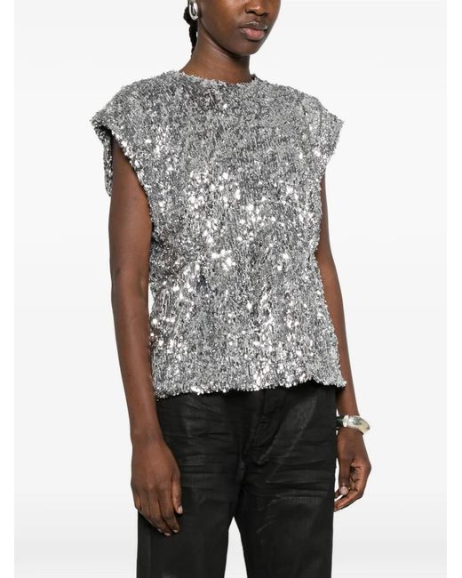 Coperni Gray Sequined Top