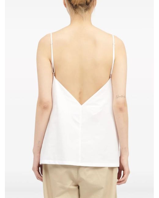 MM6 by Maison Margiela White V-Back Cotton Top