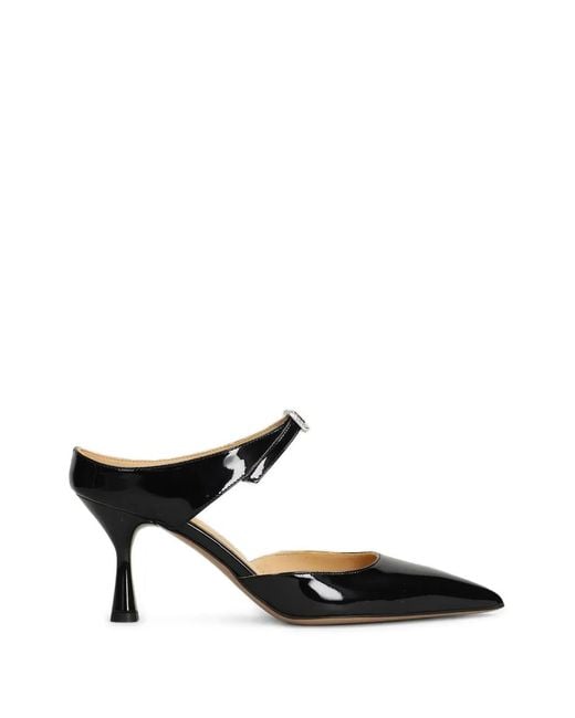 Fratelli Russo Black Crystal-Buckle Patent-Leather Pumps