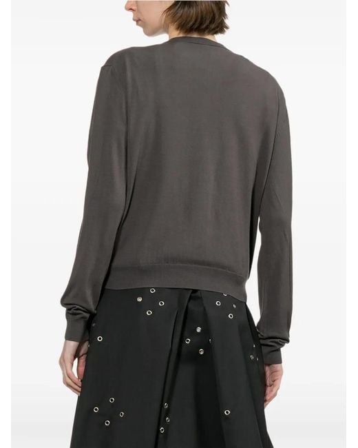 we11done Brown Crew-Neck Long-Sleeve Cardigan
