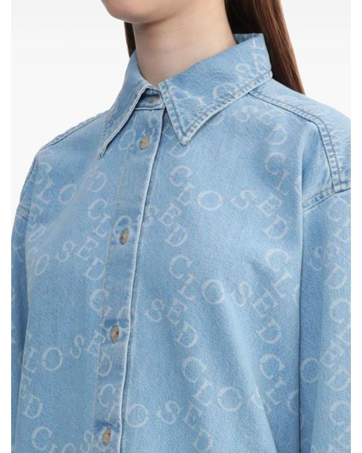 Chemise en jean à logo imprimé Closed en coloris Blue