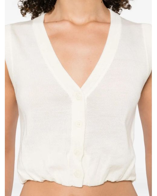 R13 White V-Neck Cropped Vest