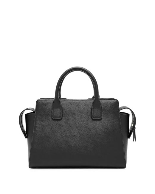 ARMANI EXCHANGE Black Saffiano-Effect Logo-Plaque Tote Bag