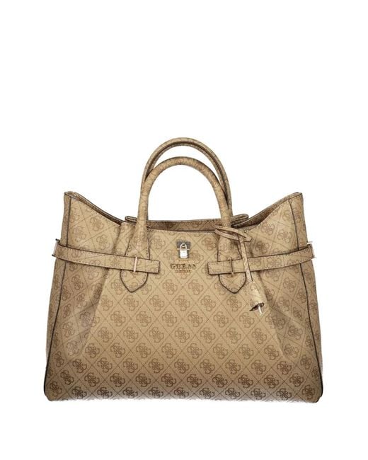 Guess Natural Logo-Pattern Tote Bag