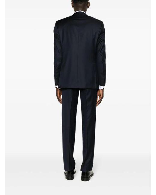 Canali Black Peak-Lapes Wool Single-Breasted Suits for men