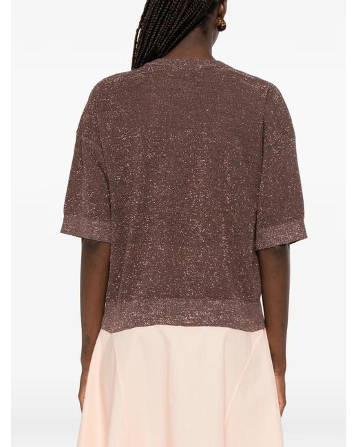 Brunello Cucinelli Brown Metallic-Effect T-Shirt