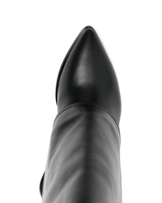GISÉL MOIRÉ Black 90Mm Foldover Leather Ankle Boots