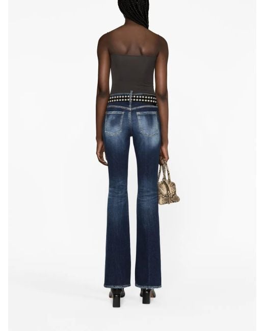 DSquared² Blue Distressed Flared Jeans