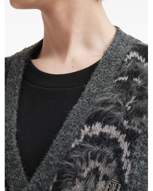 Musium Div. Black V-Neck Cardigan for men