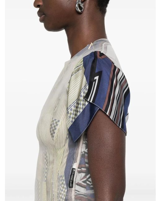 MARINE SERRE Green Silk-Scarves Midi Dress