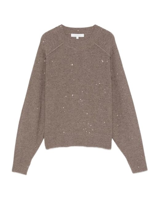 Jersey con lentejuelas y cuello redondo Antonelli de color Brown