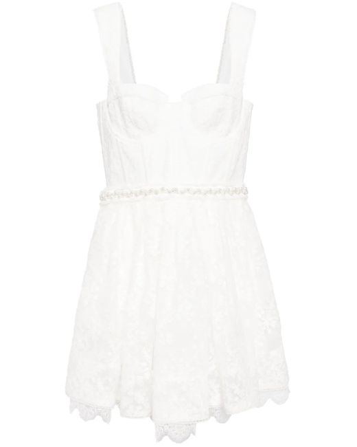 Vestido corto Hope con encaje floral Alice + Olivia de color White