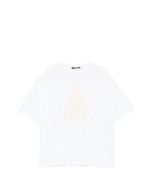 Jacquemus White Le Voilier Embroidered T-Shirt for men