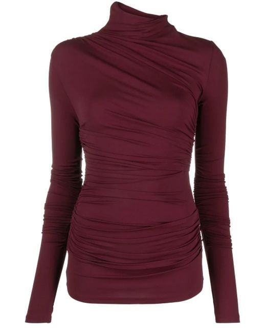 TOVE Purple Leomie Asymmetric Ruched Top
