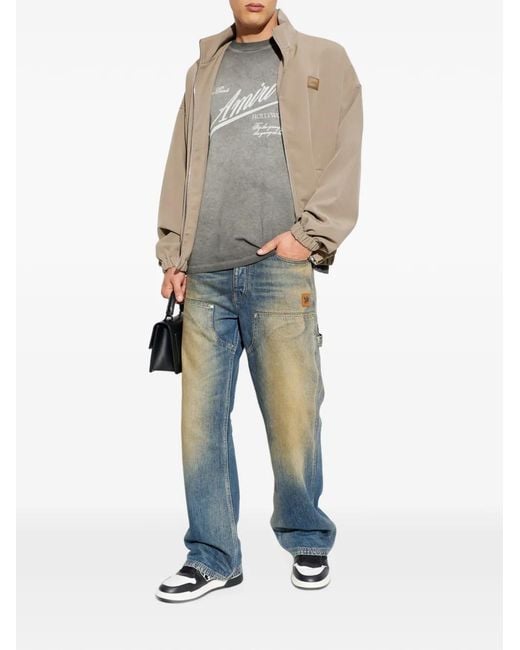 Amiri Natural Stand-Up Collar Logo-Patch Jacket for men