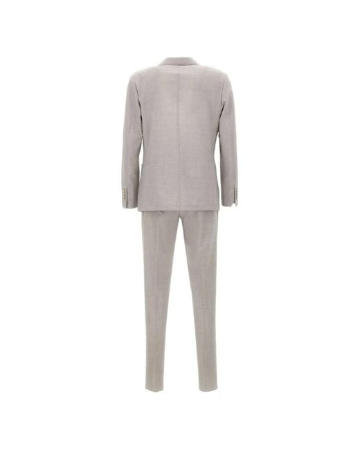 Eleventy Gray Double-Breasted Patch Pocket Suit for men