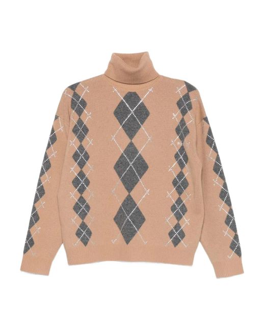 retroféte Women's Natural Alberte Embellished Argyle-Pattern Sweater