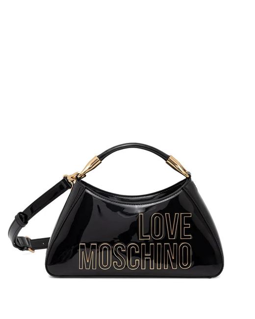 Love Moschino Black Logo-Plaque Tote Bag
