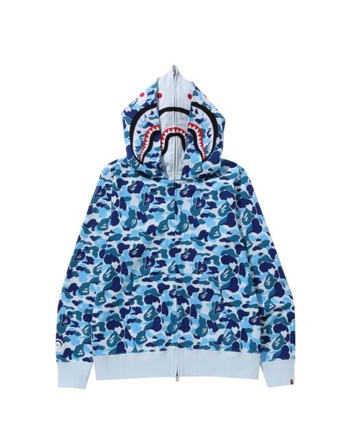 A Bathing Ape Blue Full-Zip Camouflage-Print Hoodie for men