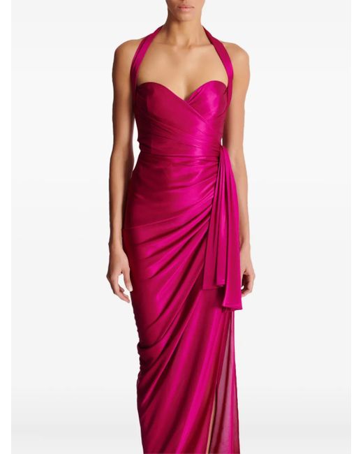 Balmain Pink Drapiertes Kleid Aus Fließendem Interlock-Jersey