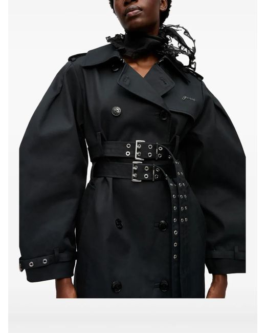 Ganni Black Organic-Cotton Trench Coat
