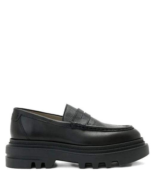 AllSaints Black Lug-Sole Penny Loafers