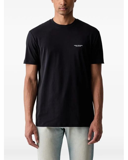 ARMANI EXCHANGE Black Logo-Print T-Shirt for men