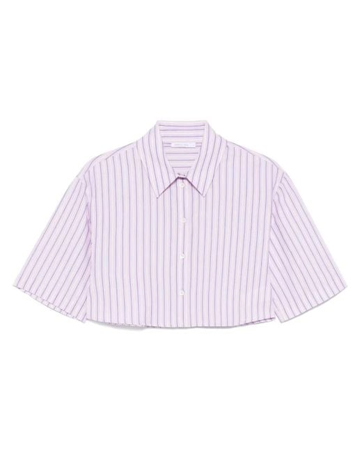 Patrizia Pepe Purple Cropped Cotton Shirt