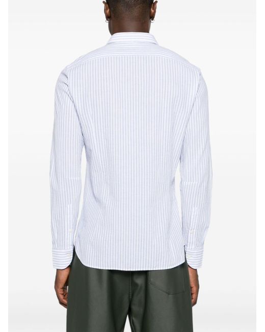 Tintoria Mattei 954 White Striped Crinkled Shirt for men