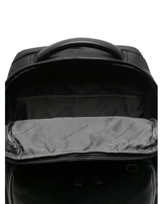 Piquadro Rucksack mit Ledereinsätzen in Black für Herren