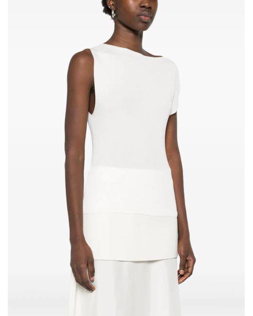 St. Agni White Asymmetric-Neck Top