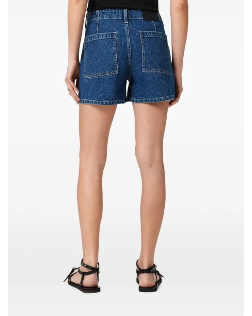 AllSaints Blue Button-Up Mid Rise Denim Shorts