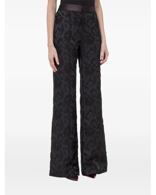 Alexis Black Jacquard Flared Trousers