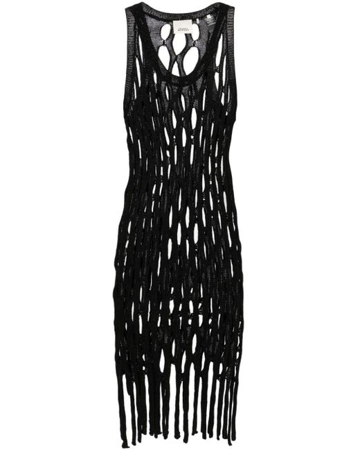 Isabel Marant Black Liz Open-knit Maxi Dress