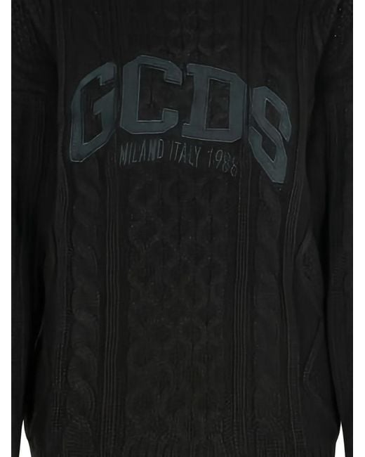 Gcds Black Logo Cable-Knit Sweater